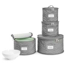 Sorbus - Storage Containers For Moving Supplies, Parties, Set Of 4 Stackable Dish Racks, Plate Organizer With Plate Protector - Cup Storage - View 2