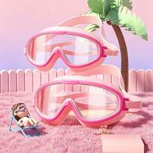 1pc Large Frame High Definition Waterproof Anti-Fog Swimming Goggles With Integrated Earplugs, Water Sports Swimming Goggles, Must Have - Pink Anti-fog - View 25