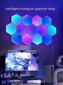 RGB 六角形量子矩陣壁燈 3/6/12件組 App 與音樂同步電競裝飾燈 時尚現代居家氛圍燈 獨特科技禮物 適合玩家臥室裝飾 - 彩色 - 查看 7