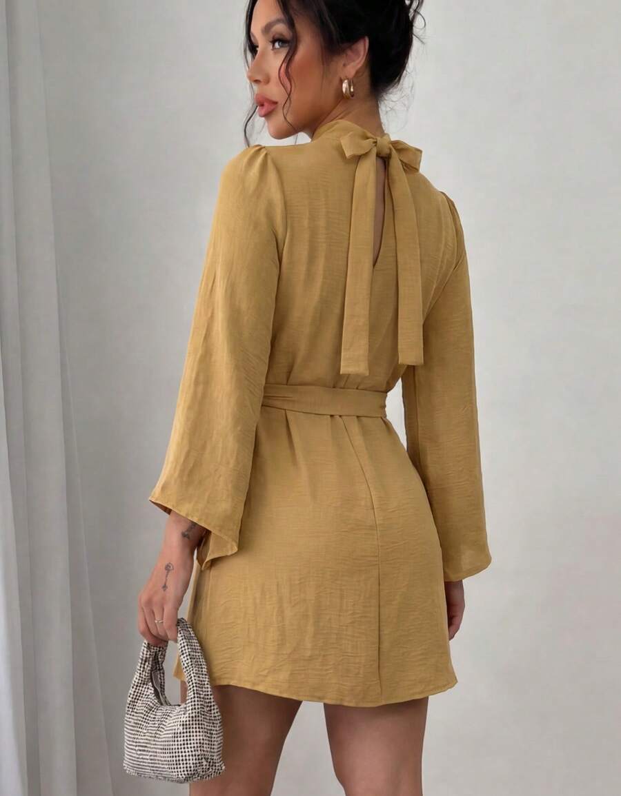 Women Midi Dresses - Champagne - View 1
