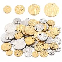 10pcs Stainless Steel French Embossed Bracelet Pendants - Nordic Style Charms For DIY Jewelry Crafting, Bracelet Pendant, Stainless Steel, French Embossed, Single Hole - Multicolor - View 3