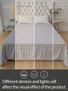1pc 100% Polyester Bohemian Style Bed Sheet, Bubble Crepe Texture, Wrinkled Embossed Pattern, Lightweight Solid Color, Comfortable And Breathable Bedroom Decor - Multicolor - View 6