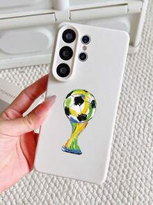 1 pieza Funda de teléfono con patrón pintado de grafiti de fútbol minimalista de moda, textura de cuero TPU suave resistente a caídas, arañazos y huellas dactilares, adecuada para teléfonos /Apple Apple11/12/13/14/14plus/15/15plus/16/16plus/7/8plus/17/17pro y otros modelos, cubierta protectora - Multicolor - Ver 2