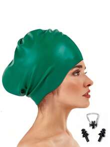 Unisex Oversized Swim Cap, Ponytail Design, Suitable For Long And Thick Curly Hair, Dreadlocks, Braids, Afro Hair, Silicone Material, Keeps Hair Dry, Beach Essential, Beach Accessory, Pool Float - Multicolor - View 37