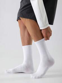 1/4/10/20 Pairs Men's Pure Cotton Socks, Comfortable Mid-Calf Socks, Unisex, Suitable For All Seasons, Perfect For Sports And Daily Wear - Multicolor - View 7
