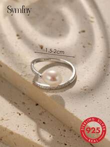 SYMFNY 1 925 Silver Natural Pearl Soft Chain Ring - Silver - View 4
