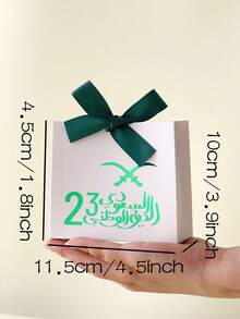 Saudi National Day Mini Gift Bags - Elegant Green & Gold Palm Tree Pattern Design - Perfect For Candy, Chocolate And Small Gifts - Size: 10cm * 11.5cm * 4.5cm - Suitable For Various Celebrations And Occasions - View 5