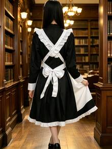 1PC Japanese Sweet Lolita Maid Cosplay Costume Outfit Role Play Costume Accessories Fall Black - Black - View 6