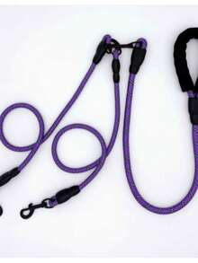 One-To-Two Dog Leash, Outdoor Double-Headed, Golden Retriever, Shiba Inu, Small, Medium, Large Dog P-Chain, Dog Walking P-Rope - Multicolor - View 7