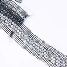 DIY Handmade Essential 3-Row Rhinestone Mesh Decorative Trim 1pc Shiny Diamond Chain Suitable For Clothing Hem, Cuff, Collar, Waistband, Shoe And Hat Decoration - Three-row Mesh Rhinestone - View 16