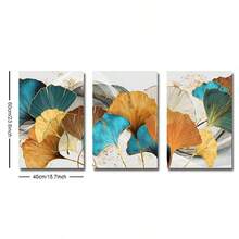 3pcs Ginkgo Biloba Pattern Unframed Painting, Modern Chemical Fiber Unframed Painting For Home,Wall Art,Canvas,Poster Gifts Birthday Graduation - Apricot - View 7