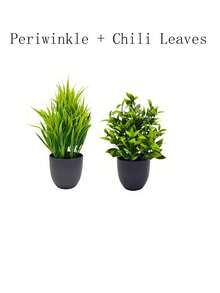 Small Artificial Potted Plants/Faux Moss Stones (1, 2, Or 3 Piece Set) - Green Plants With Black Pots; Suitable For Home Decor, Office, Dining Table, Farmhouse Style Spaces, Patio And Bathroom. - Black - View 14