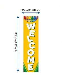 1pc "Back To School Welcome" Banner, Suitable As Welcome Sign, Background Decoration, Party Supplies And Photo Props For Kindergarten And Elementary School First Day Of School. This Colorful Vertical Classroom Welcome Banner Helps Create A Warm, Welcoming And Inclusive Classroom Atmosphere. - Multicolor - View 9