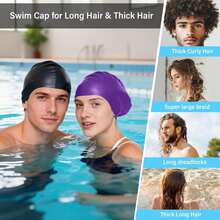 120g Extra Large Silicone Long Hair Swim Cap - Unisex Swim Cap - Extra Large Swim Cap - Waterproof Silicone Swim Cap - Suitable For Dreadlocks, Afro Extensions, Wigs, Beach Essentials, Beach Accessories, And Pool Floats. - Multicolor - View 7