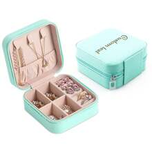 1 PC Travel Jewelry Bridesmaid Box Custom Jewelry Box Travel Jewelry Case Sage Green Box Bridesmaid Gift Personalized Box Name - Multicolor - View 10