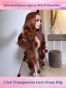 Peruca Frontal de Renda Preta Natural, Peça de Cabelo Frontal de Cabelo Humano, Ondas Encaracoladas, Textura de Cabelo Mista, Densidade 200, Sem Cola, Peruca Frontal de Renda HD 13x4 13x6 5x5, Linha de Cabelo Pré-Arrancada, Feminina, 4# Marrom Chocolate Escuro - Castanho - Visão 2