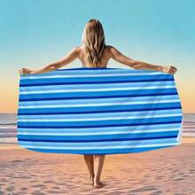 1pc Striped Printed Microfiber Beach Towel, Multiple Sizes Beach Blanket Sun Protection Towel, Lightweight, Suitable For Swimming, Camping, Sports, Beach Or Gym Beach Accessories | Modern Beach Towel | Durable Beach Mat, Beach Towel - Multicolor - View 4
