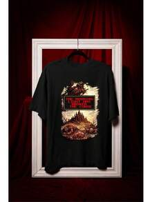 Castlevania Horror T-Shirt - Gothic Castle, Dark Fantasy Retro Art, Morning Curse Graphic T-Shirt, Classic Retro Print T-Shirt, Casual Short Sleeve T-Shirt - 黑色 - 查看 1