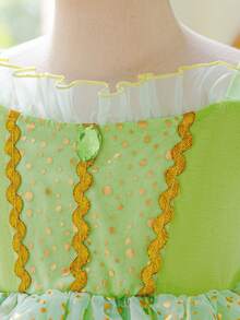 Young Girls Green Cap Sleeve Fairy Tulle Princess Dress, Elegant And For Party - Green - View 7