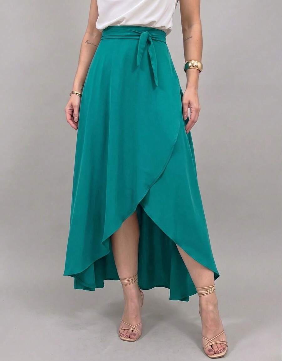 Women Skirts - Teal Blue - View 1