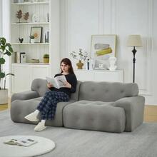 Cloud Sofa, Two Oversized Seats – Wide Armrests And A Modern Design With Tufted Details. Curved Sofa, Ideal For Living Rooms And Apartments. No Assembly Required. - Grey - View 5