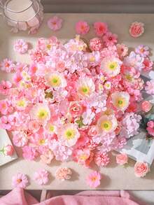 20 Stücke/50 Stücke/Packung Rosa gemischte künstliche Blumenmaterialien, mehrere Farboptionen - Kunstblumen, handgefertigte Haarschmuck, Kranzmaterialien, Hochzeitsblumen, geeignet für DIY-Basteleien, Kranzherstellung, Feiertags- und Geburtstagsdekorationen, Brautarmbänder, Heim- und Floristendekoration, ganzjährig verwendbar - Pink - Übersicht 6