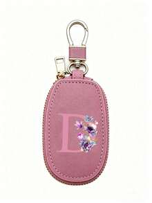 Unisex Multi-Function Key Pouch In Taro Purple With A-Z Letter Print, Zippered Key Organizer With Floral Pattern, PU Leather Material, Can Be Used As Car Key Holder, Car Key Chain Or Portable Small Key Bag, Minimalist Design Makes It A Travel Accessory And Elegant Ornament, Suitable For Home, Office, Travel And Car Environments, Perfect Gift For Friends, Family, Couples, Anniversary, Birthday, Wedding And - Multicolor - View 22