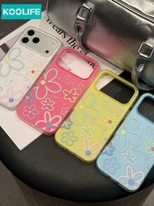 KOOLIFE 1 buah Casing Ponsel Motif Bunga Garis Luar Warna Macaron Biru Muda, Dengan Bingkai Kamera Warna Kontras dan Cetakan Teks Musim Semi, Cangkang Pelindung Anti Guncangan TPU+PC, Gaya Musim Semi Minimalis Lembut, Perlindungan Lensa Tahan Aus, Casing Ponsel Hadiah, Untuk iPhone 18pro/18pro Max/17/17pro/17promax/16/15/14/13 - Bunga grafiti biru - View 5