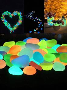 1000/800/500/300/100pcs Glow In The Dark Pebble Stones, Resin Fluorescent Gravel For Garden Path, Patio, Lawn, Fish Tank, Aquarium, Walkway Decoration - A - View 10