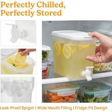 2 Pack 0.9 Gallon (3.4L) Beverage Dispenser With Spigot, Leak-Proof Reusable Fridge Drink Container For Juice, Lemonade, Iced Tea, Cold Brew Coffee, Party, Kitchen & Home Use - 1 - View 4