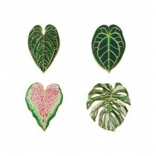 1pc/4pcs/Set Leaf Enamel Brooch, Fashion Decorative Badge, Lapel Bag Brooch, Gift - Multicolor - View 3