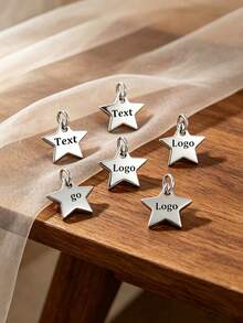 Personalized Laser Engraved Logo Tag, Customized Star/Heart Shaped Necklace Gold Plated Pendant, Jewelry Personalized Tag, Customized Tag With Jump Ring - Multicolor - View 4