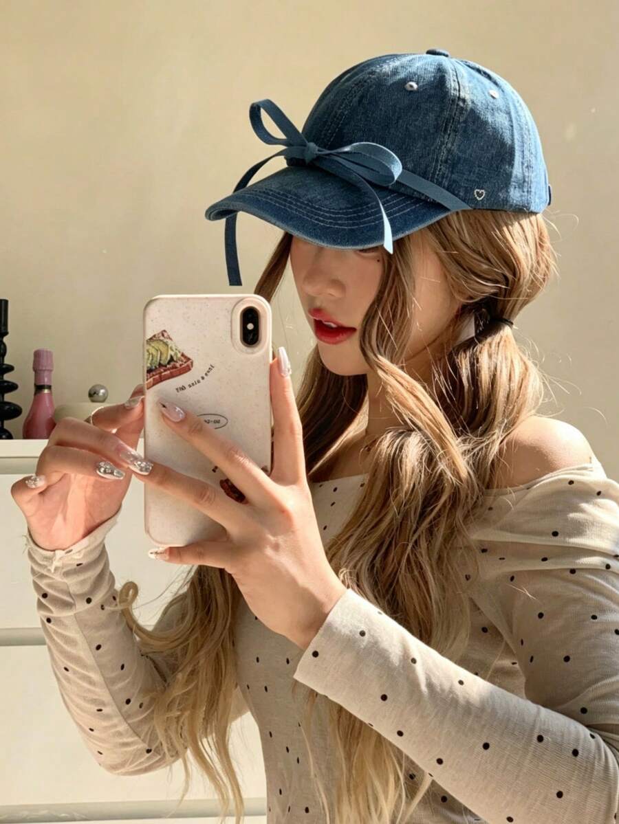 1 Women's Y2K Bow Hot Diamond Love Baseball Cap, Sweet Bow Decoration, Multifunctional Sports Sun Hat, Suitable For Parties And Daily Wear - Multicolor - View 1