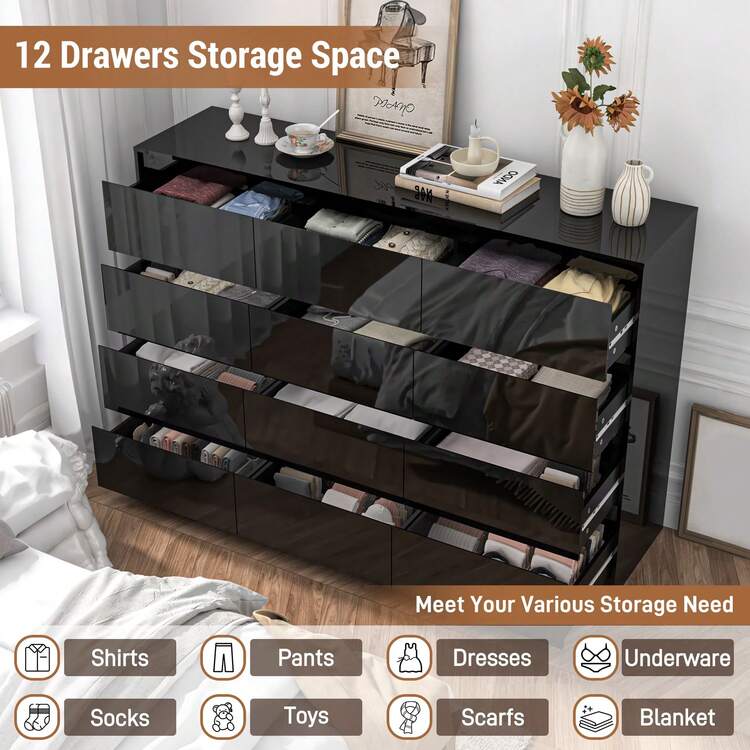 black high gloss dresser Vintage High-Gloss Black Dresser for sale at Pamono
