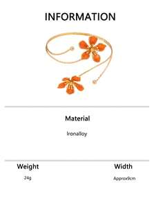 1pc Orange Enamel Drip Glaze Flower Open-Style Anklet, Niche High-End Fashion Personalized Leg Chain, Suitable For Women's Summer Daily And Vacation Wear - Orange-red - View 6