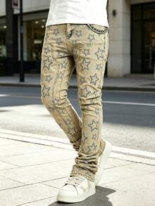 Men's Casual Straight Leg Jeans With Pockets, Emo Style - Medium Wash - View 5