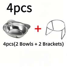 4-Piece Set (2 Bowls + 2 Stands) Elevated Stainless Steel Cat Bowls, 15° Tilted Anti-Vomiting Stainless Steel Raised Dishes, Whisker & Spine Friendly Indoor Food & Water Bowls, For Cats Dogs - 4 Pieces (2 Bowls + 2 Stands) - View 12