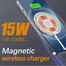 15W 磁吸無線充電盤，兼容 MagSafe 17 16 15 14 13 12 Pro Max Mini，快速無線充電底座 Mag Charger - 白色 - 查看 8
