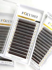 FOXYMEI 12排棕色3D/4D/5D W型彩色睫毛接片 C/D/LU(M)捲度 自然柔軟仿貂毛 0.07mm 長效蓬鬆輕盈 預製睫毛扇 沙龍使用 - 查看 7