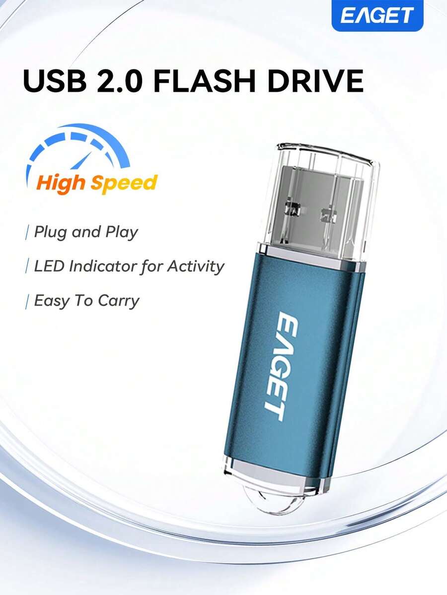 EAGET 64GB USB Flash Drive 32GB/16GB/8GB/4GB USB U Disk USB 2.0 Storage Stick For Photos And Videos, USB U Disk With LED Light Compatible With Android Micro/PC Business Gift