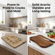 High-Quality Wooden Cutting Board, Kitchen Decor, Wooden Kitchen Board, Food- Kitchen Utensil, Durable Block Design, Suitable For Meat, Cheese, Bread, Fruit And Vegetables, Ideal Kitchen Tool, Great Gift For Home - Brown - View 7