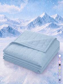 1pc Cooling Air Conditioning Quilt, Blue Bedding Cover, Breathable And Lightweight, Super Soft And Comfortable, Suitable For Single/Double/Queen/King Size Beds, Home And Dorm Use, Pillow And Pillowcase Not Included, Machine Washable - Blue - View 5