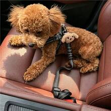 1pc Cute Dog Car Safety Belt, Reflective Woven Strap, Elastic Retractable Leash, New Pet Car Seat Tether Accessory, Suitable For Cats And Dogs - Multicolor - View 6