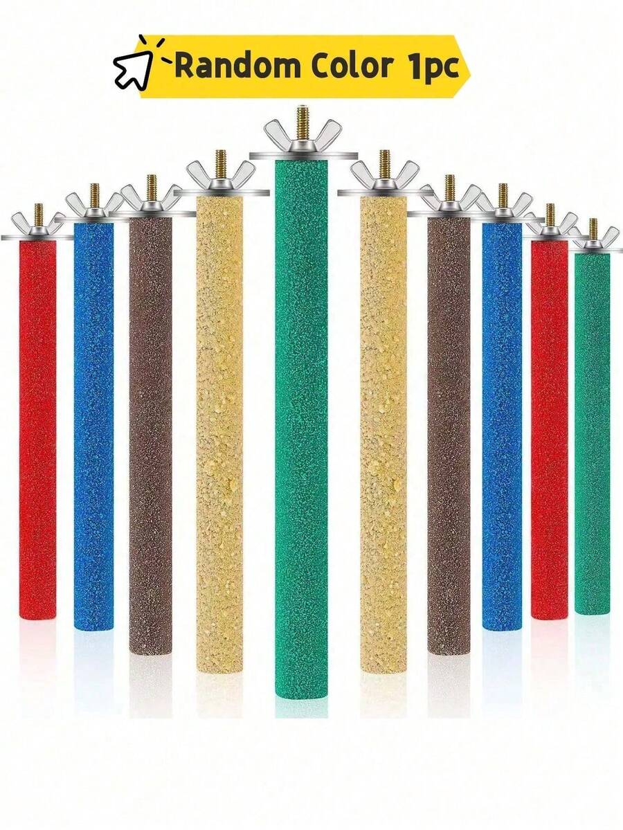1pc Parrot Colorful Frosted Perch, Multiple Lengths Available (10cm, 15cm, 20cm, 25cm, 30cm), Equipped With Screw Fixing For Bird Claw Grinding, Parrot Perch, Parrot Toy, Bird Supplies, Bird Cage Accessories, (Random Color) - A+B - View 1