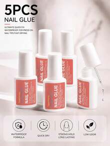 LIMEGIRL 超強力美甲膠 5入 8ml 快乾美甲片膠水 防水持久假指甲黏著劑 - 5pcs set - 查看 1