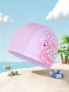 1PC Comfortable Cartoon Print Pattern Elastic Youth Swimming Cap, Non-Restrictive Ear-Capturing Cap For Long Hair, Swimming Pool Swimming Cap - Multicolor - View 7
