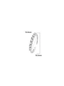 1 pieza Anillo fino de plata de ley S925 con diseño de cielo estrellado, anillo minimalista de estilo Ins para mujer con brillo transparente, joyería de moda de alta gama con estética fría versátil para ir al trabajo, fiestas y ambiente, regalo exquisito y delicado de nicho - de perforación - Ver 9