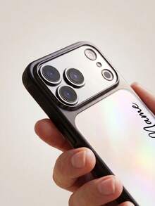 個性化客製化手機殼，相容 iPhone 17 16 15 14 13 12 Pro Max，奢華電鍍硬塑膠透明磨砂相機保護殼，17 Pro Max 聖誕禮物 - 黑色 - 查看 4