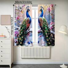 2 Pezzi, Eleganti Tende Semi-Trasparenti a Motivo Pavone, Materiale in Poliestere Multifunzionale e Durevole (Asta Non Inclusa), Ideali per Soggiorno e Camera da Letto, Decorazione per la Casa per Tutte le Stagioni - Multicolore - Visualizzare 14