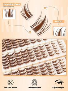 Brown Viva | RITALASH 150pcs Brown Lash Clusters Manga Eyelash Extensions 10-16MIX Spiky Cluster Lashes Fairy Individual Lashes Anime D Curly Eyelashes DIY At Home Kit With Bond&Seal And Tweezers - Brown - View 3